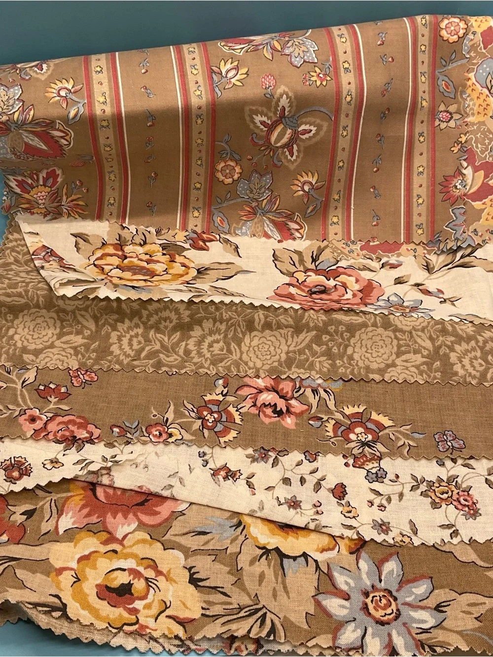 Vintage Fabric Samples Lot Florals Cotton